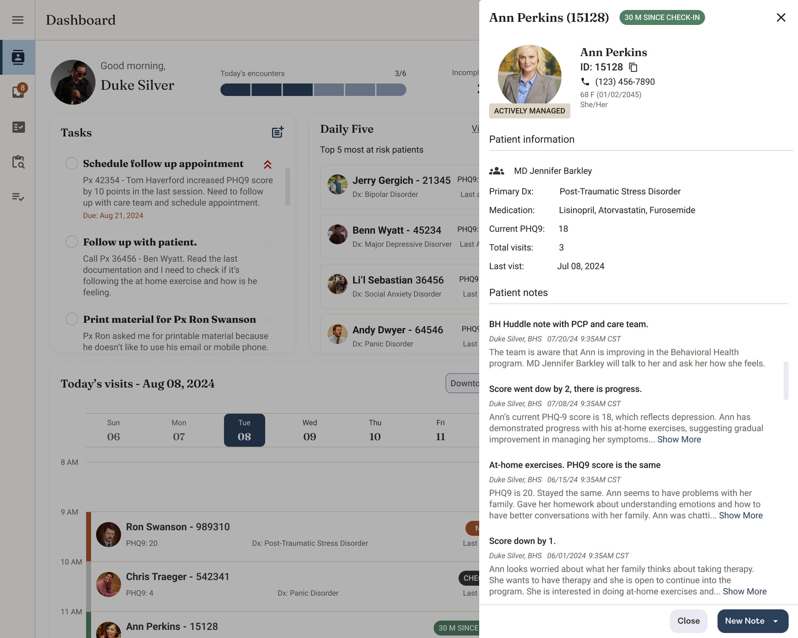 High-fidelity concept detail view for the therapist dashboard