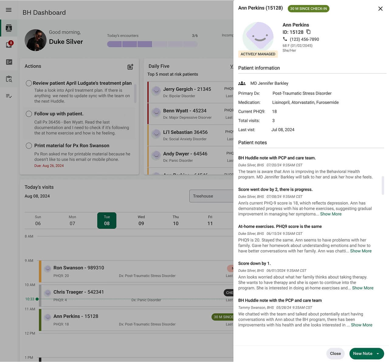 High-fidelity concept detail view for the therapist dashboard